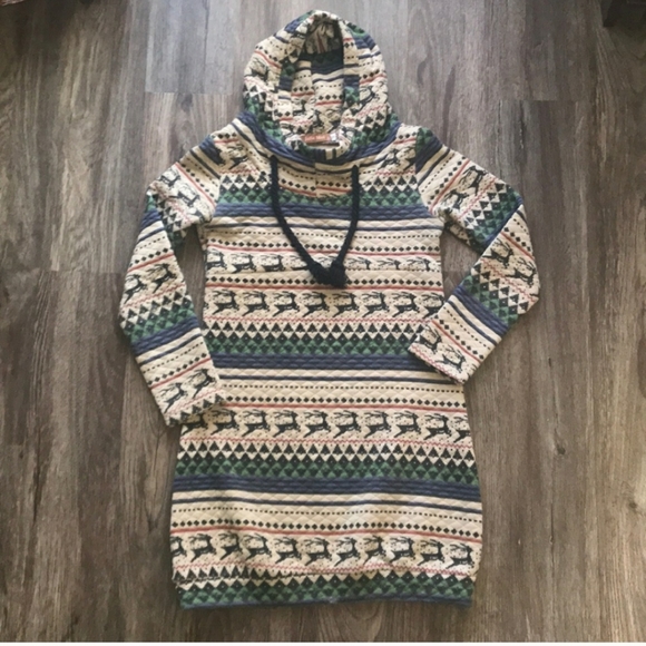 Reindeer Fair Isle Tunic Hoodie - Picture 1 of 5